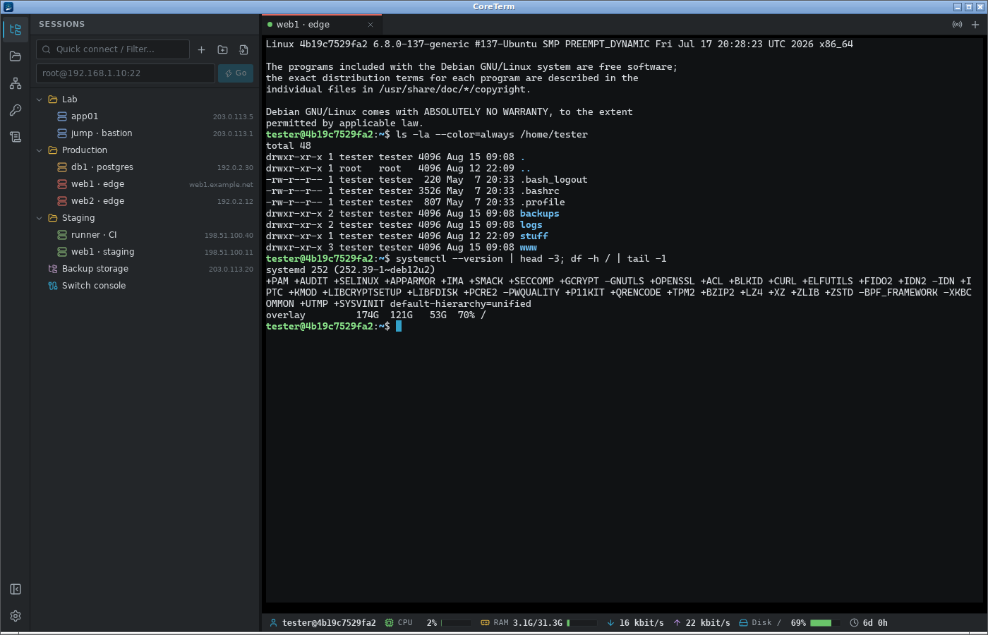 Sessions and terminal